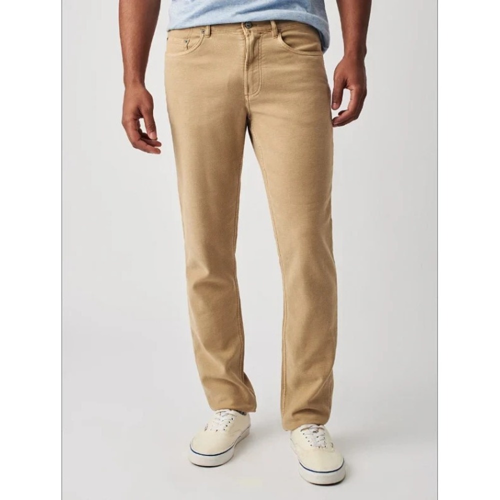 Faherty Stretch Terry 5 Pocket Pants in Desert Khaki Men 35x32 NWOT $198